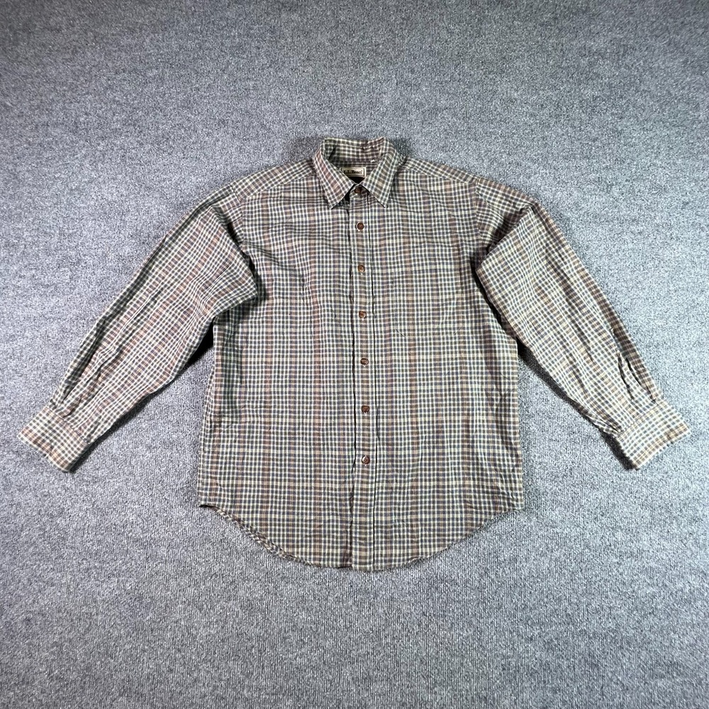 L.L. Bean Shirt Mens Large Multicolor Plaid Button Front Classic Casual Outdoor